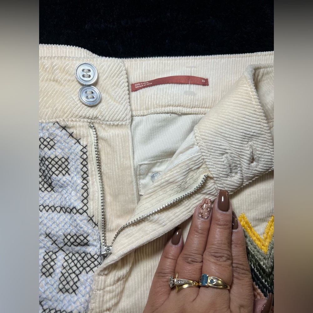Anthropologie BOHO Pilcro Taiga The Wonderer Ivory Corduroy Pants, Sz 30, NWOT - Picture 6 of 13